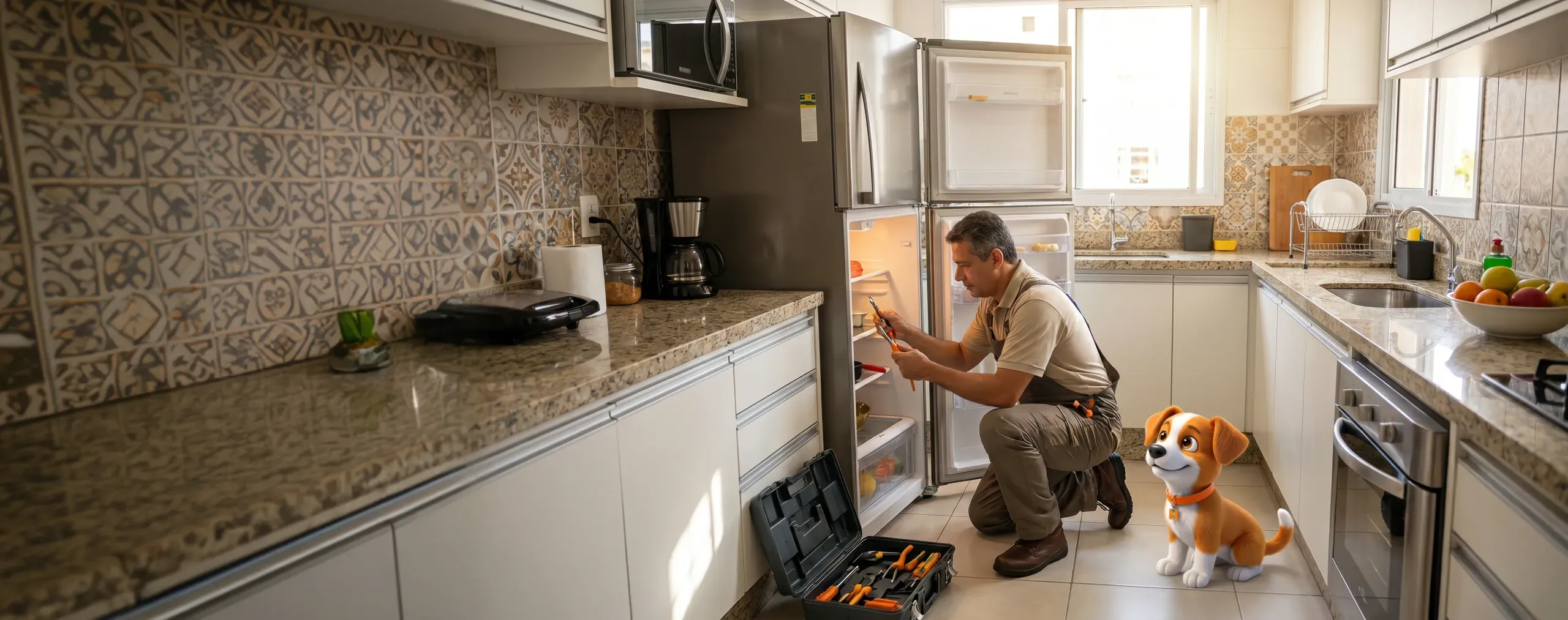 Profissional Houser eletricista trabalhando com mascote Helper